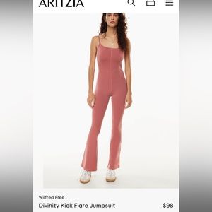 Aritzia divinity flare jumpsuit cinder pink